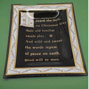 Vintage Glass Christmas Trinket Or Candy Dish" I Heard The Bells"  Lyric